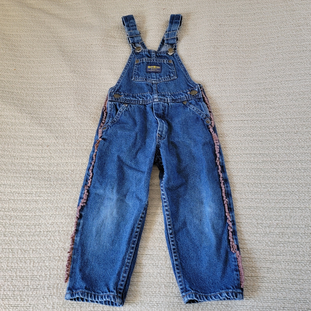 Blue Denim Overalls with Pink Fringe